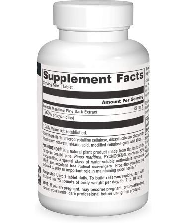 Source Naturals Pycnogenol 75mg - 60 Tablets | Proanthocyanidin Complex Supplement - Buy Online on GoSupps.com