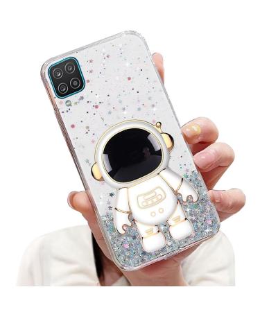 Tivenfezk Nadoli for Samsung Galaxy A12 4G/5G astronaut Hidden Stand Shell caricature glitter stand soft silicone bling transparent protective cover samsung galaxy A12 4G/5G clear