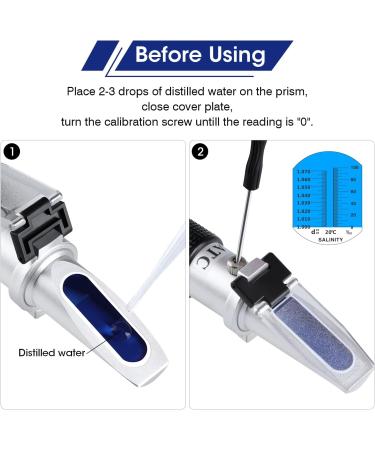 XINJIAYI Water Salinity Refractometer Ar ometer with Two Scales: Specific Weight 1 000-1 070 and PPT 0-100 Handheld Sea Water Tester for Aquariums Marine Fishing Pool Tank - Buy Online on GoSupps.com