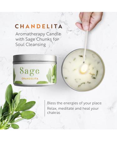 Chandelita Fragrance Candle - Sage & Soy Wax for Energy Relaxation Meditation & Chakra Healing | International Shipping - Buy Online on GoSupps.com
