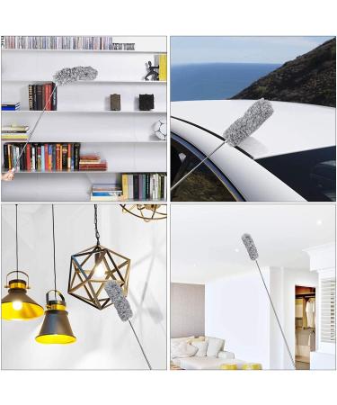 DELUX Microfiber Feather Duster - Extendable 100 Pole, Bendable Head, Long Handle - Ideal for Cleaning High Ceilings, Ceiling Fans, Blinds, Furniture & Cars - Gray - Buy Online on GoSupps.com