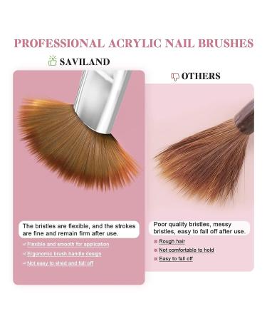 Saviland Kolinsky Acrylic Nail Brush Set - Professional Brushes for Acrylic Nails Extension & 3D Nail Carving - Sizes 6/10/12/14 - Buy Online on GoSupps.com