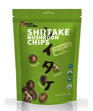 MushGarden Shiitake Mushroom Chips - Crispy & Crunchy Superfood Snack, Vegan & Non-GMO, All Natural with No Artificial Flavors or Preservatives - Low Calorie Wasabi Flavor (Pack of 8) - Buy Online on GoSupps.com