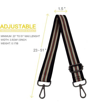 Wide Shoulder Strap Adjustable Replacement Belt for Crossbody Handbag - Black Stripes-Gun Metal Buckle - Buy Online on GoSupps.com