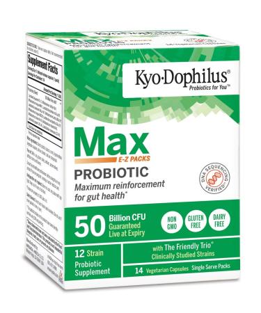Kyolic Kyo-Dophilus Max Probiotic E-Z Packs 50 Billion CFU 14 Vegetarian Capsules
