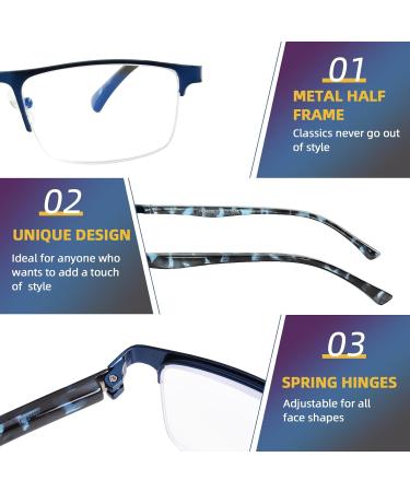 FONHCOO Halbrand Reading Glasses for Men & Women - 3.0x Blue Light Filter Visual Aid in Purple Blue & Gray - Buy Online on GoSupps.com