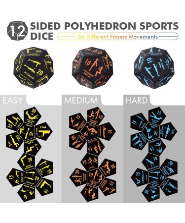 Exercise Dice for Home Fitness Workouts - 12-Sided Cardio Movement Dice Set with Illustration Booklet (3pcs) - Buy Online on GoSupps.com