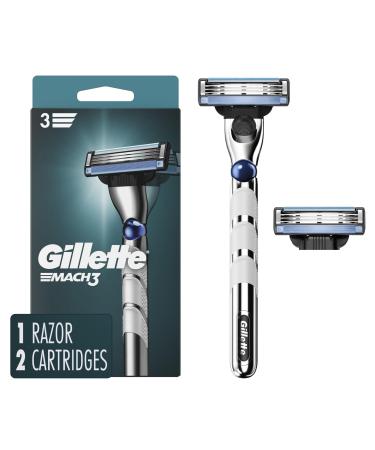 Gillette Mach3 3D Men's Razor Handle + 2 Blade Refills 1 Count Handle + 2 Refills