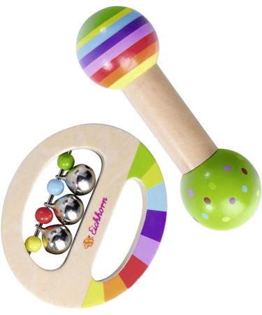 Eichhorn 2-Piece Music Set - Colorful Wooden Instruments with Bells & Stick Ideal for Kids 1 Year & Up - International Shipping Available - Buy Online on GoSupps.com