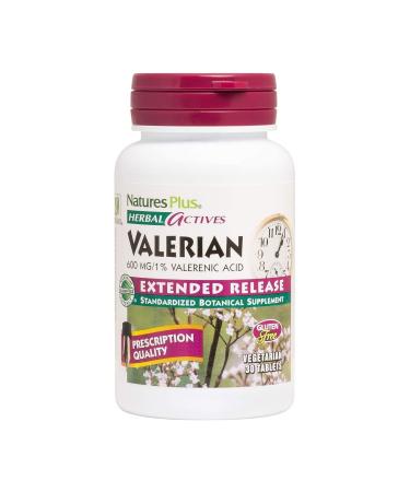 NaturesPlus Herbal Actives Valerian 600mg Extended Release - 30 Tablets - Vegetarian Gluten Free - 30 Servings 30 Count (Pack of 1)