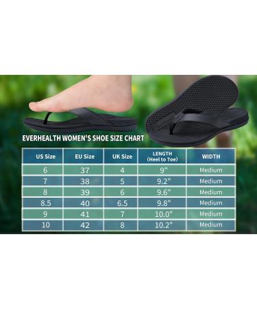 Everhealth Women's Orthotic Flip Flops - Arch Support Sandals for Plantar Fasciitis & Flat Feet - Black (Size 8) - Buy Online on GoSupps.com