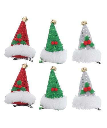 Lurrose 6pcs Christmas hair clips Santa Claus cap hairpin lovely festival hair accessory party props 6 pieces