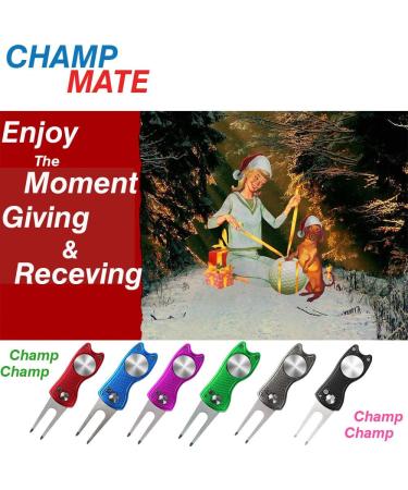 Champmate Golf Divot Tool - Stainless Steel Switchblade with Foldable Magnetic Design and USA Golf Ball Marker - 5 Designs Available - Buy Online on GoSupps.com