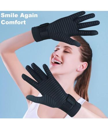 2 Pairs Full Finger Copper Arthritis Compression Gloves for Men & Women - Wrist Support for Carpal Tunnel Hand Pain Relief & Typing - Touchscreen Tips - Large/X-Large (Black - Buy Online on GoSupps.com