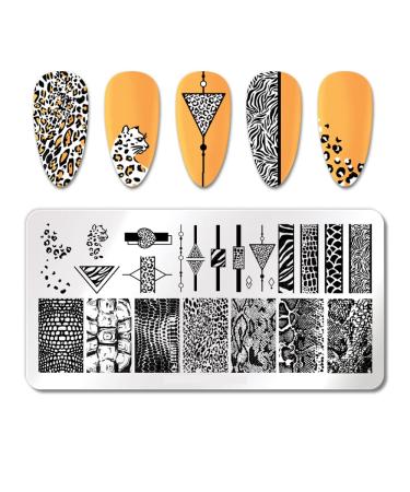 Leopard Print Stainless Steel Nail Stamping Plate for Summer - Cat, Stars, and Floral Patterns - Nail Art Stencil Tool (113) - Buy Online on GoSupps.com