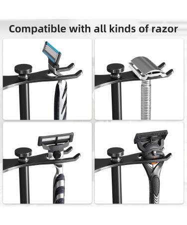 Pickpiff Razor Plane Stand with Brush Holder - Heavy-Duty Stainless Steel Shaving Rack for Razors & Brushes - Black | International Shipping - Buy Online on GoSupps.com