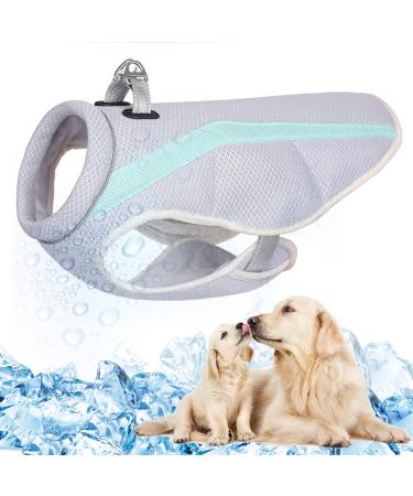 Dog cooling vest dishes Breathable mesh dog cooling jacket cooler and comfortable dog coat adjustable with reflective stripes for small/medium/large dogs running outdoor hiking mountaineering xl blue