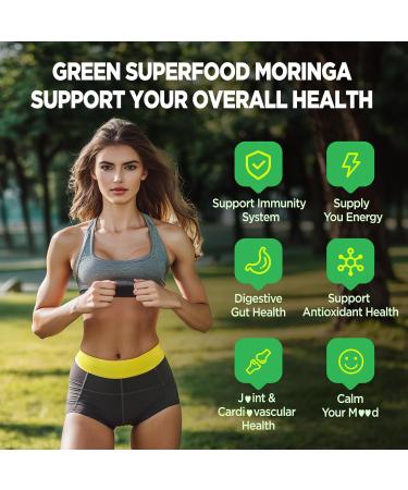 Moringa Gummies for Women Men, Pure Organic Moringa Leaf Extract Supplement with Vitamin C & E, Turmeric, Ceylon Cinnamon, Probiotics for Gut & Immune Health, Supergreen, Sugar-Free, Vegan, 60 Chews - Buy Online on GoSupps.com