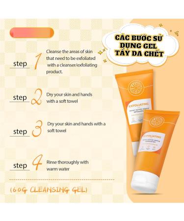 Orange Exfoliating Gel Purifying Exfoliating Gel with Vitamin C Facial Body Scrub for Smooth & Glow Skin Deep Cleansing Pore Hydrating Natural Plant Formula Gentle for All Skin Types(2PCS) - Buy Online on GoSupps.com