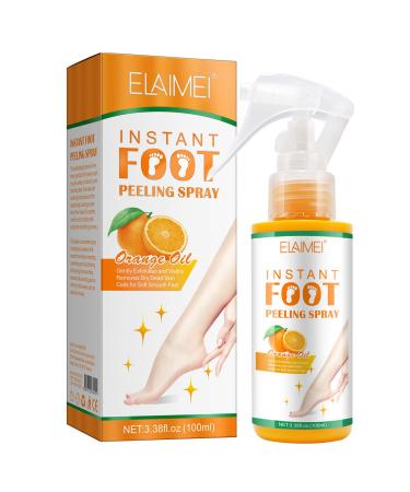 Foot Spray Foot Peel Spray Quickly Callus Removal 100mL Foot Peeling Spray for Cracked Foot Dead Skin Foot Care (Orange 100mL)