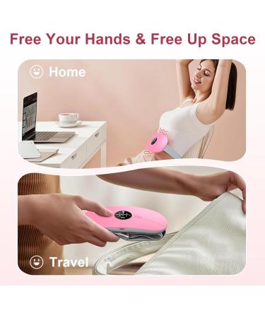Portable Cordless Electric Waist Belt Device, Fast Heating Pad for Cramps - 3 Heating Levels & 3 Vibration Massage Modes - Menstrual Belly Heating Pad for Women & Girls - Pink - Buy Online on GoSupps.com