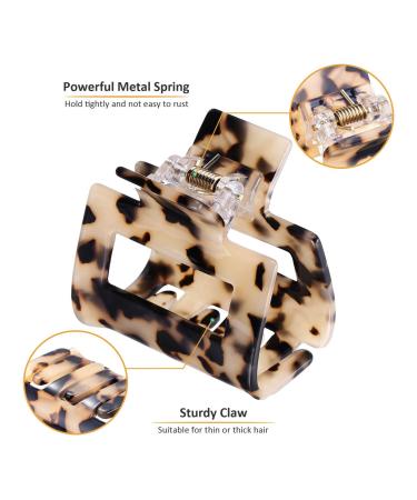 Gifeel 3.5 Inch Tortoise Hair Claw Clips 2PCS - Cute Leopard Print French Design for Women and Girls - Buy Online on GoSupps.com