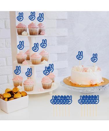 ShuanQ Peace Sign Hand Cupcake Toppers - Gold Glitter Peacekeeper Cupcake Picks for Birthday Party Decoration - 2nd Birthday Peace Themed Party Supplies - Buy Online on GoSupps.com