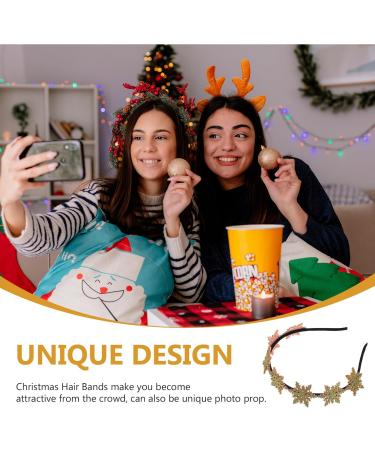 Uonlytech Snowflake Headband Christmas Headwear Glitter Hair Bands Gold Headpiece Xmas Headbands for Party Festival - Buy Online on GoSupps.com