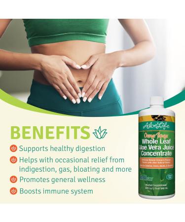 Certified Organic Aloe Life Whole Leaf Aloe Vera Juice Concentrate - Orange Papaya Flavor | Soothing Relief for Indigestion | Antioxidant Catalyst for Energy & Wellness | Gluten-Free | 32oz - Buy Online on GoSupps.com