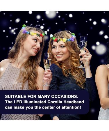 PTHTECHUS 10 Pcs LED Flower Headband Set - Light Up Floral Headbands for Women and Girls - Perfect for Birthday, Wedding, Festival, Christmas, Halloween Party - Long Lasting 20 Hours Works - Buy Online on GoSupps.com