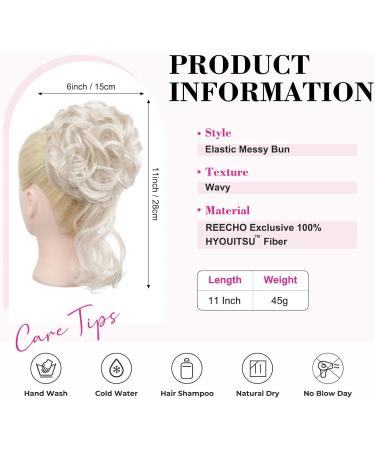 REECHO Platinum Blonde Messy Bun Hair Piece - Synthetic Tousled Updo Elastic Hair Bun for Women - Buy Online on GoSupps.com