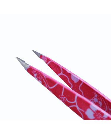 MACS Tweezers Set - Stainless Steel Precision Tweezers for Eyebrow Plucking and Ingrown Hair Removal - 2PC Pink Flower Set - Buy Online on GoSupps.com