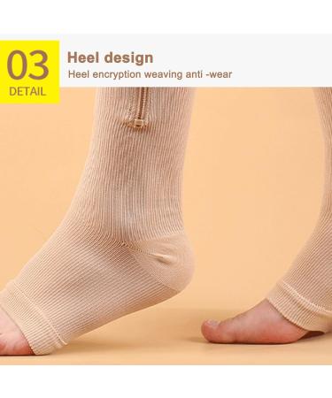 Ankle Sprain Compression Socks for Women & Men | Zippered Knee High Support for Varicose Veins Muscle Fatigue Relief - 2 Pairs - Buy Online on GoSupps.com