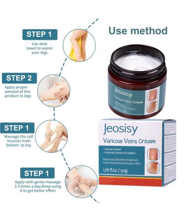 Jeosisy Varicose Veins Cream - Natural Spider Veins Treatment for Legs | 1.76 FL OZ - Buy Online on GoSupps.com