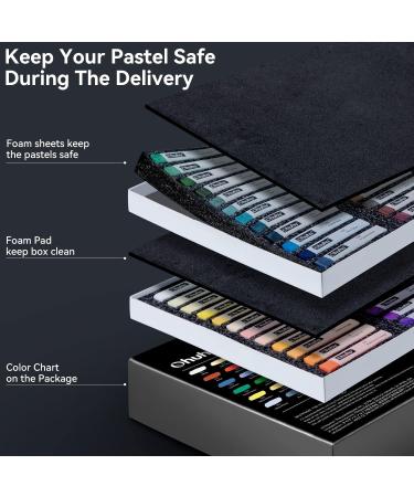 Ohuhu 72 Long Chalk Pastels Set - Soft Pastels for Artists - Includes 4 Fluorescent Colors and 6 Pastel Papers - Art Supplies for Drawing, Blending, Shading - Ideal for Adults, Kids, Beginners - Buy Online on GoSupps.com