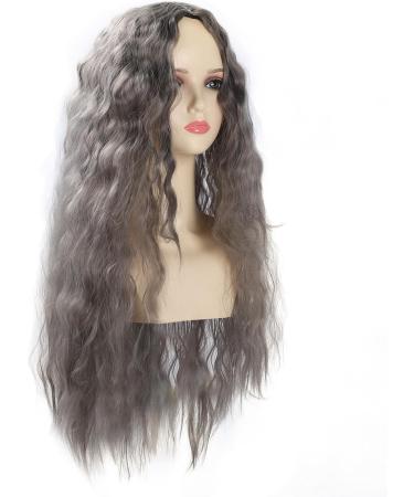 Long Wavy Gray Wig Cute Middle Part Adjustable Heat Resistant Long Silver Curly Hair Wig Breathable Mesh for Cosplay Party - Buy Online on GoSupps.com