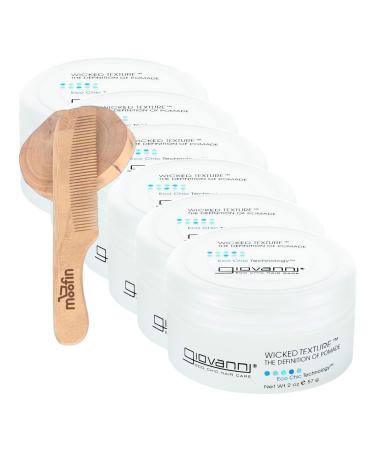 Wicked Texture Pomade 2 Oz - Hair Styling Wax For Women Wooden Comb Water-Based Hair Styling Pomade Controls Frizz Versatile & Helps Shape Hair & Smooth Texture Pack Of 6