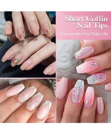 Ranrose 240PCS Coffin Nail Tips - Full Cover Clear Acrylic Soft Gel False Nails for DIY Press On Extensions - Buy Online on GoSupps.com