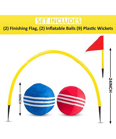 Kovot Giant Kick Croquet Game Set with Inflatable Balls, Wickets & Finish Flags - Buy Online on GoSupps.com