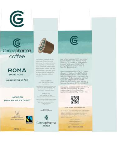 Coffee Capsules infused with Cold Pressed Hemp Seed Oil Extract Roma' Dark Roast Arabica Coffee Pack of 10 Coffee Pods Nespresso Compatible - Buy Online on GoSupps.com