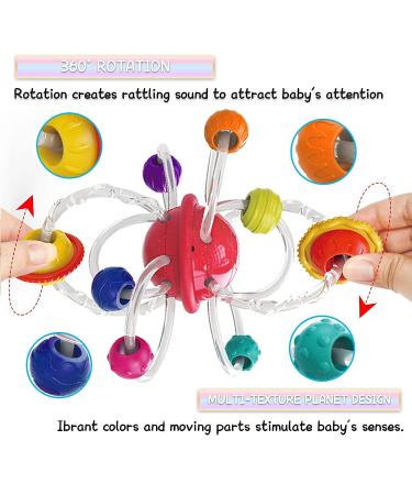 Textured Planet Hand Catching Ball Teething Toy for Babies 6-18 Months | Baby Rattle & Sensory Learning Toy | Infant Grasp & Chew Toy | Gender Neutral Gift - Buy Online on GoSupps.com