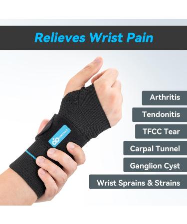 INDEEMAX Wrist Compression Sleeve with Metal Splint - Carpal Tunnel Brace for Arthritis & Tendonitis - Hand Support for Men & Women - Medium Black Right - Buy Online on GoSupps.com