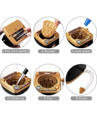 Mini Automatic Makeup Brush Cleaner - Black and Golden Brush Washing Machine for Women and Girls - Buy Online on GoSupps.com
