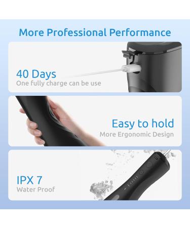 Water Flosser Dental Cordless Portable - 6 Modes, IPX7 Waterproof, Rechargeable - Oral Irrigator for Braces & Gum Care - Black - Buy Online on GoSupps.com