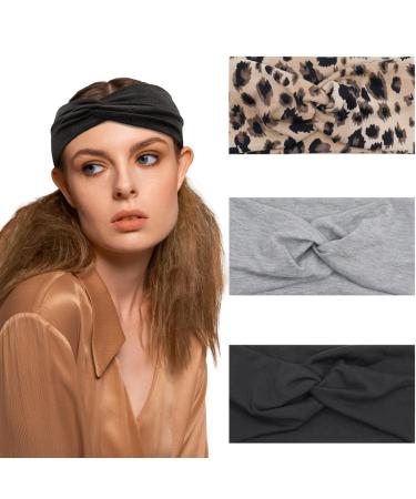Bellisia Wide Headbands for Women's Hair Fashion Knotted Head Bands Adult Women Elastic Boho Hair Bands Ladies Headbands Yoga Bandana Hair Accessories
