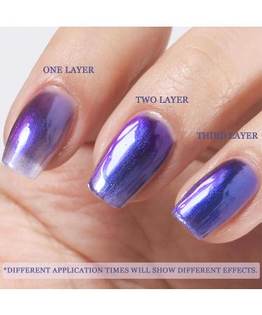 15ml Chameleon Nail Polish - Quick Drying Holographic Nail Varnish - Sparkling Chrome Nail Polish Magic Colour Iridescent Nail Varnish - Long-lasting Nail Polish for Manicure DIY at Home Holographic Blue Purple - Buy Online on GoSupps.com