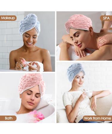 JEFFSUN Microfiber Hair Drying Towel Wrap - Super Absorbent Hooded Turban for Women | 2 Colors Extra Thick for Long Curly Wet Hair - Buy Online on GoSupps.com