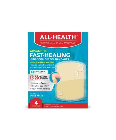 All Health All Health Advanced Fast Healing Hydrocolloid Gel Bandages  Large Wound Dressing  4 ct | 2X Faster Healing for First Aid Blisters or Wound Care