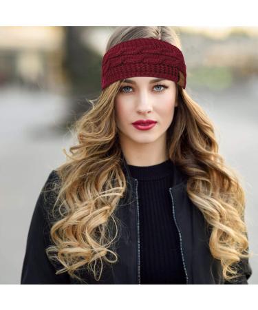 Winter Cable Knit Headbands Set for Women - 4 Pack Ear Warmer Twist Headbands | Ideal for Outdoor Sports, Skiing, Running | Perfect Gift | Black, Deep Grey, Beige, Wine Red - Buy Online on GoSupps.com