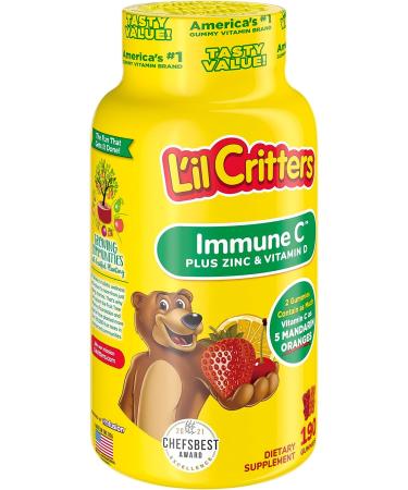 L'il Critters Kids Immune C Gummy Supplement | Vitamin C, Zinc, Vitamin D3 | 190 ct (95-190 Day Supply) | 4 Delicious Flavors - America's #1 Gummy Vitamin Brand - Buy Online on GoSupps.com